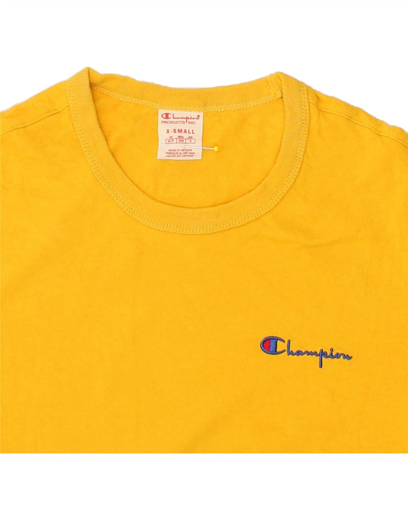 CHAMPION Mens T-Shirt Top XS Yellow Cotton | Vintage Champion | Thrift | Second-Hand Champion | Used Clothing | Messina Hembry 