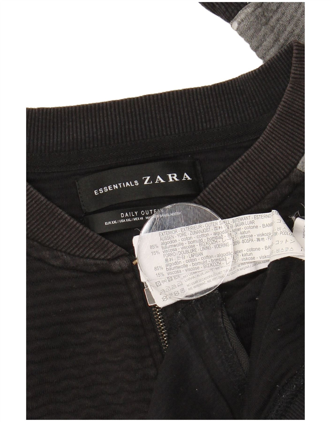 Zara Mens Tracksuit Top Jacket 2XL Black Colourblock Cotton