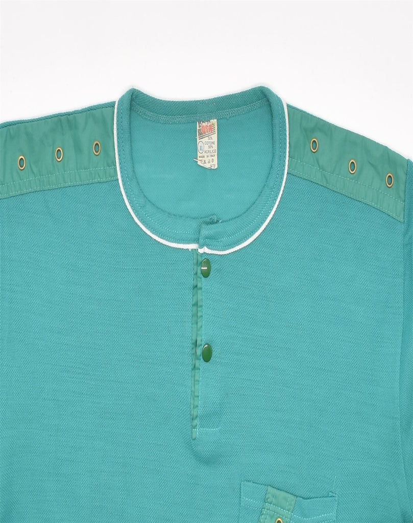 VINTAGE Mens T-Shirt Top XL Turquoise Cotton | Vintage | Thrift | Second-Hand | Used Clothing | Messina Hembry 