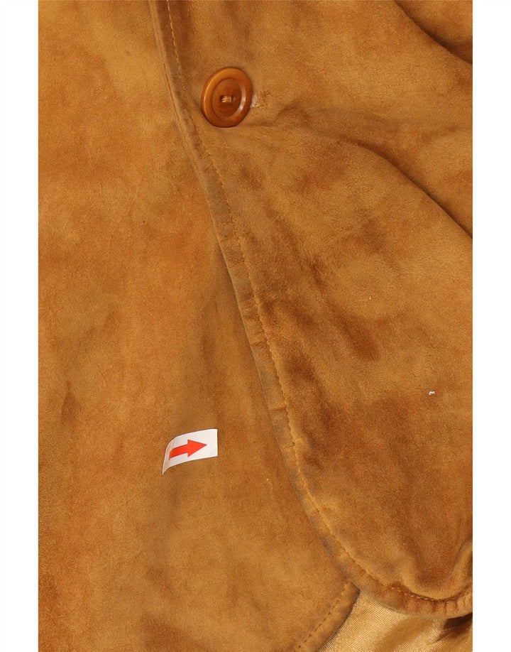 Vintage Mens Suede Jacket IT 46 Small Brown Leather