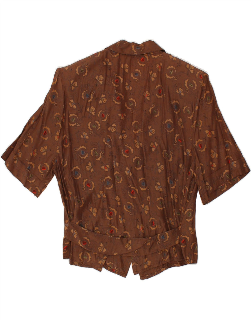 VINTAGE Womens Short Sleeve Shirt Blouse UK 14 Large Brown Paisley Viscose | Vintage Vintage | Thrift | Second-Hand Vintage | Used Clothing | Messina Hembry 