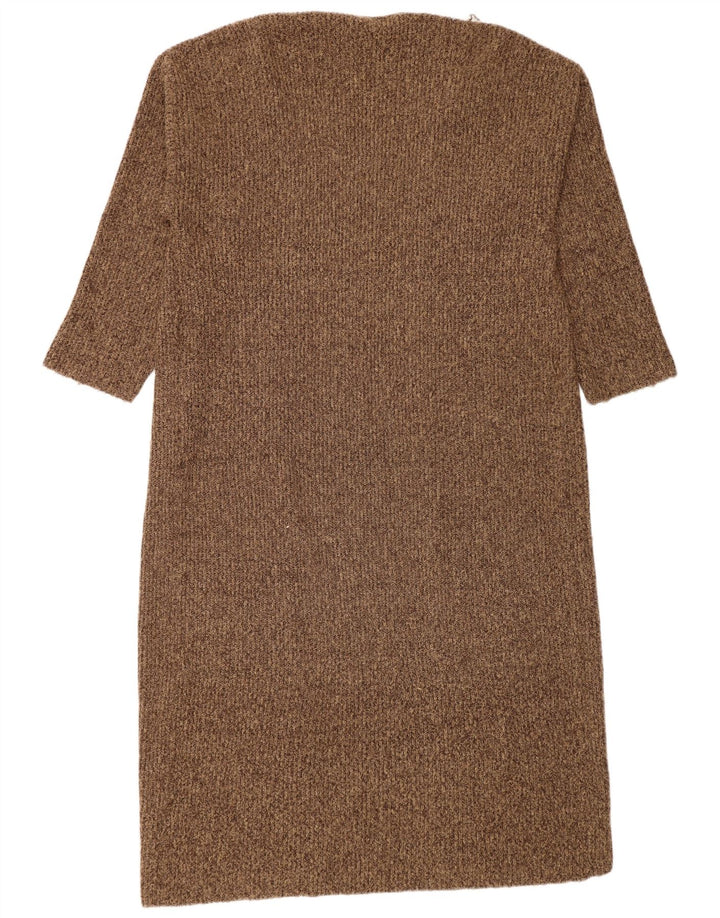 Zara Womens Longline Oversized Cardigan Sweater UK 10 Small Brown Flecked