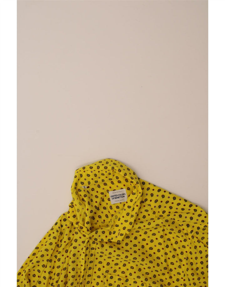 BENETTON Mens Short Sleeve Shirt Medium Yellow Paisley Vintage Benetton and Second-Hand Benetton from Messina Hembry 
