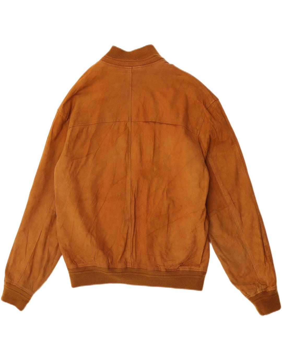 Green Leaves Mens Suede Bomber Jacket IT 54 2XL Beige Leather