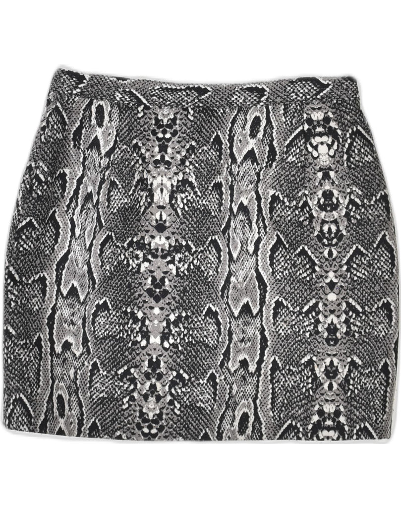 VINTAGE Womens Mini Skirt IT 44 Medium W26  Grey Animal Print Polyester | Vintage Vintage | Thrift | Second-Hand Vintage | Used Clothing | Messina Hembry 