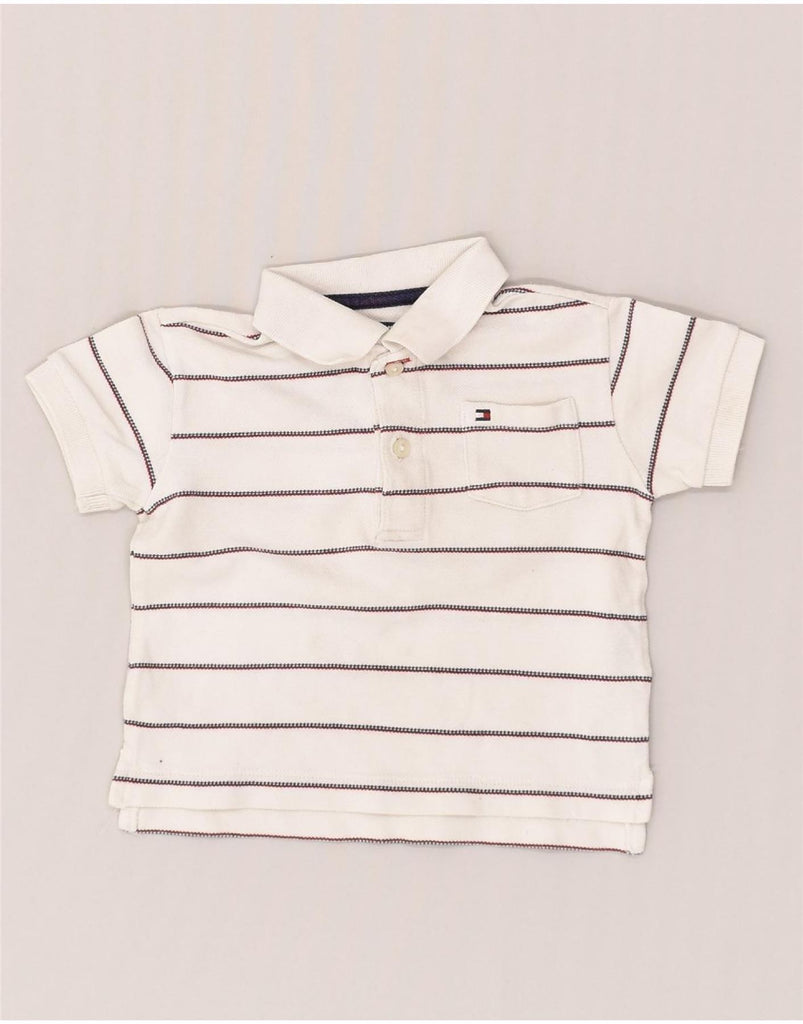 TOMMY HILFIGER Baby Boys Graphic Polo Shirt 6-9 Months Off White Striped | Vintage Tommy Hilfiger | Thrift | Second-Hand Tommy Hilfiger | Used Clothing | Messina Hembry 