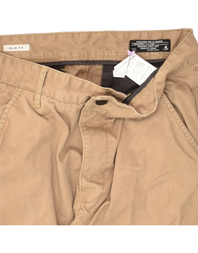 JACK & JONES Mens Slim Fit Casual Trousers W34 L32 Brown Cotton | Vintage Jack & Jones | Thrift | Second-Hand Jack & Jones | Used Clothing | Messina Hembry 