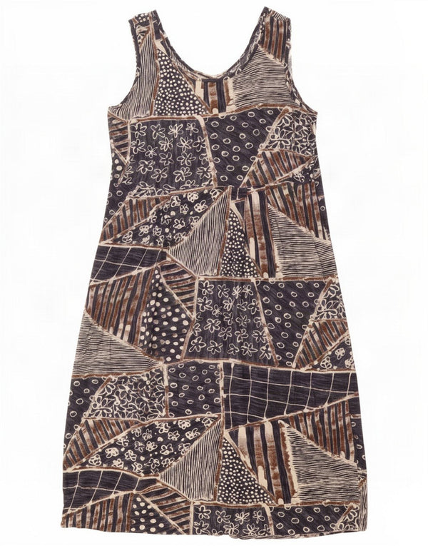 Jams World Womens Sleeveless Shift Dress UK 16 Large Navy Blue Patchwork
