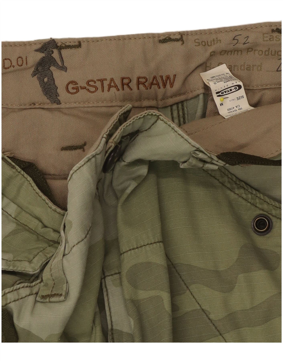 G-Star Mens Cargo Bermuda Shorts Medium W32 Green Camouflage Cotton