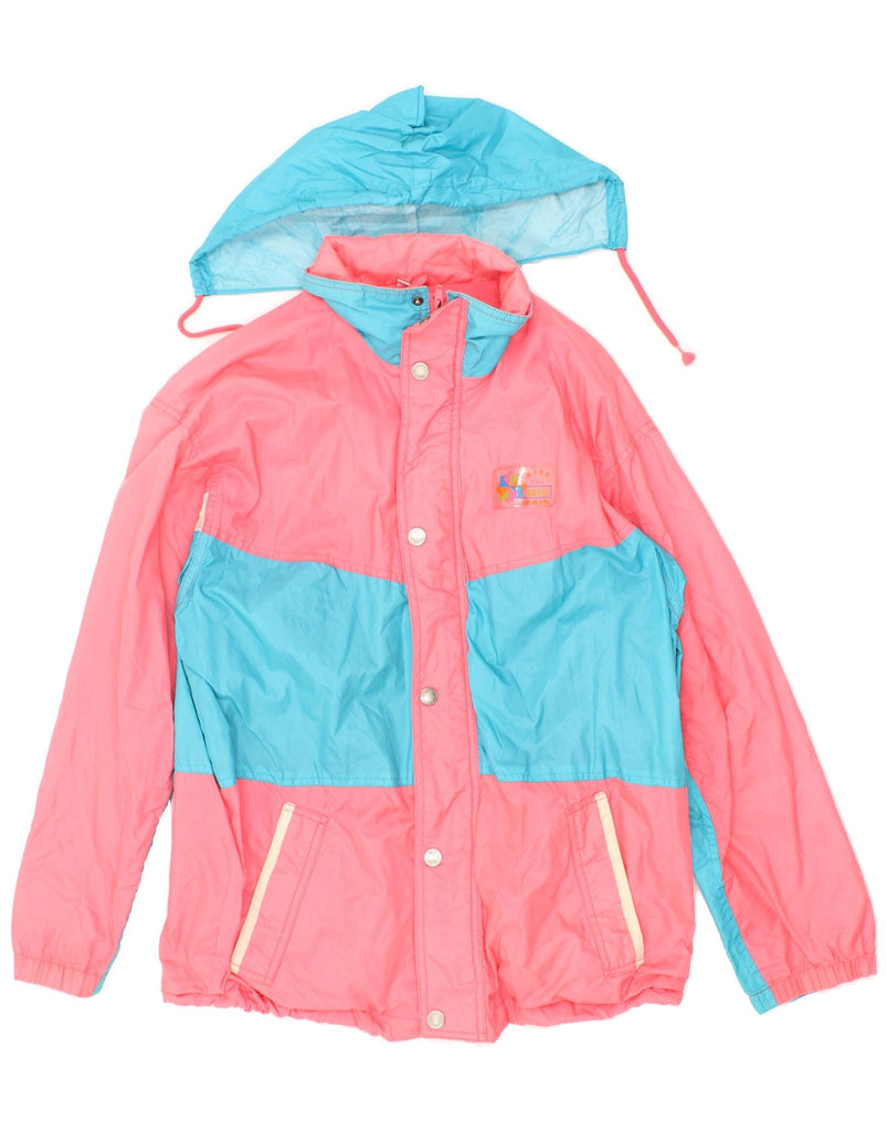 BRUGI Mens Hooded Rain Jacket IT 44 XS Pink Colourblock Polyamide Vintage Brugi and Second-Hand Brugi from Messina Hembry 