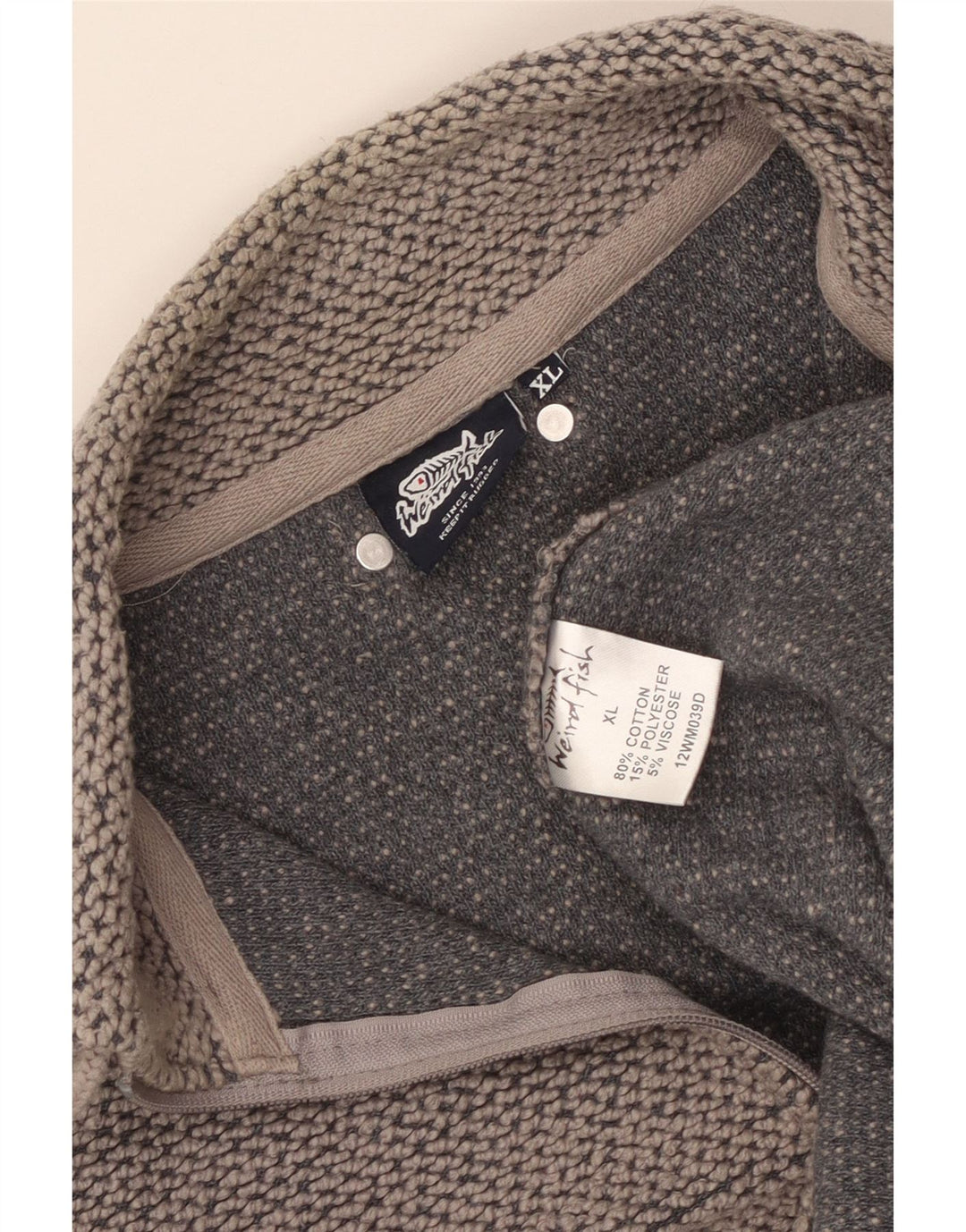 WEIRD FISH Mens Zip Neck Sweatshirt Jumper XL Grey Cotton