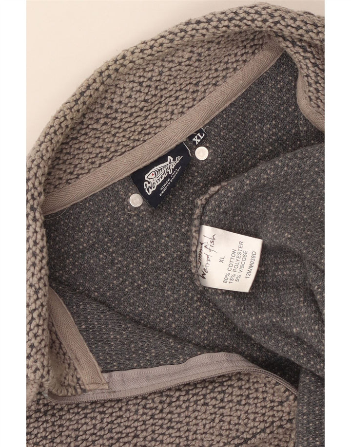 WEIRD FISH Mens Zip Neck Sweatshirt Jumper XL Grey Cotton