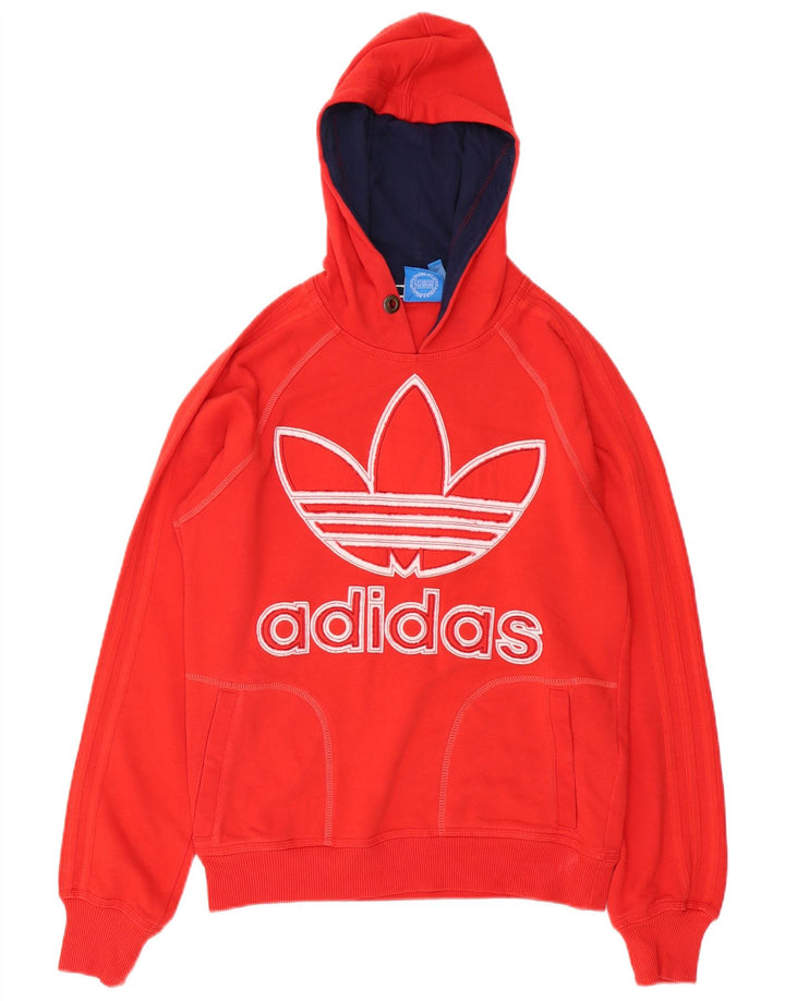ADIDAS Mens Graphic Hoodie Jumper Medium Red Cotton