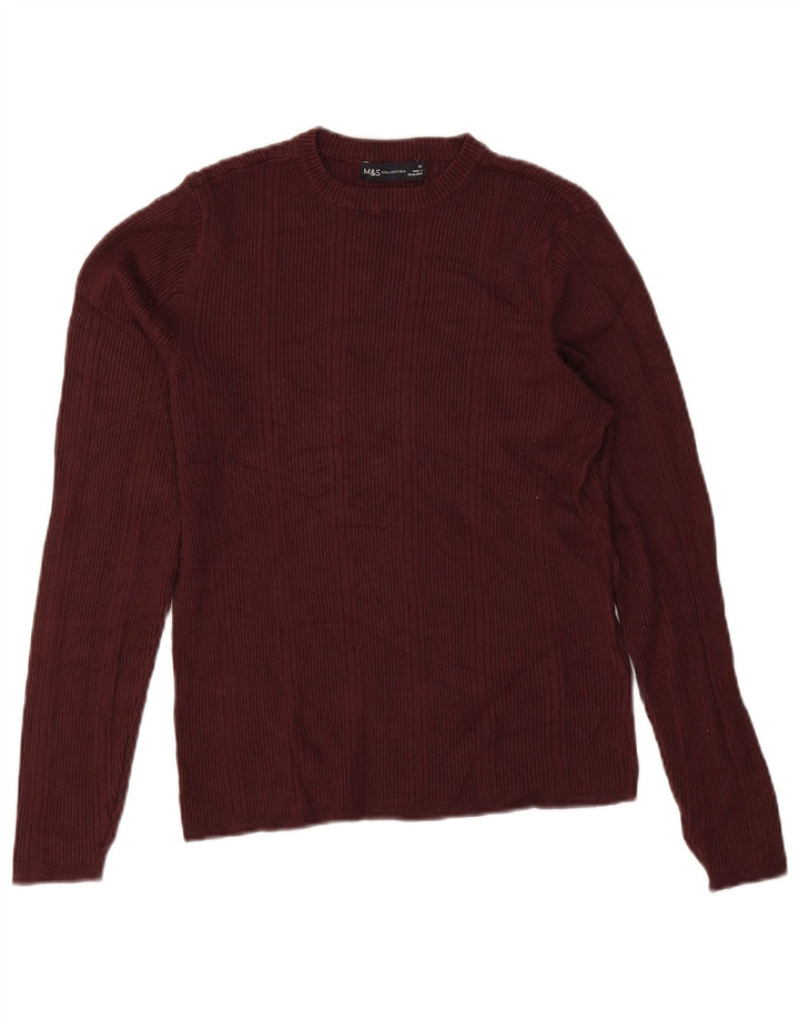 Marks & Spencer Womens Crew Neck Jumper Sweater UK 14 Medium Burgundy