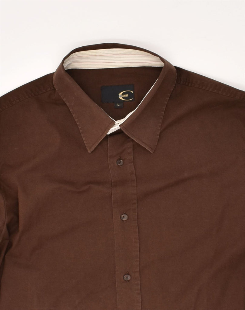 JUST CAVALLI Mens Slim Shirt Large Brown | Vintage Just Cavalli | Thrift | Second-Hand Just Cavalli | Used Clothing | Messina Hembry 