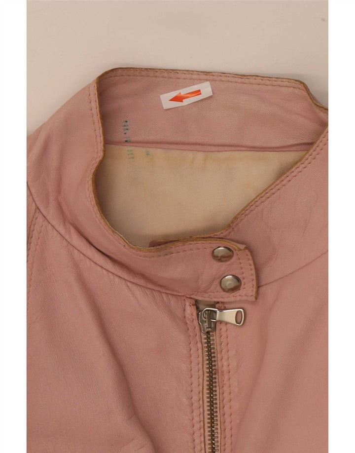 Wanted Womens Leather Racer Jacket IT 48 XL Pink