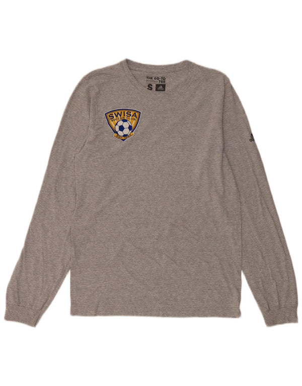 Adidas Mens Swisa Soccer Club Graphic Top Long Sleeve Small Grey Cotton