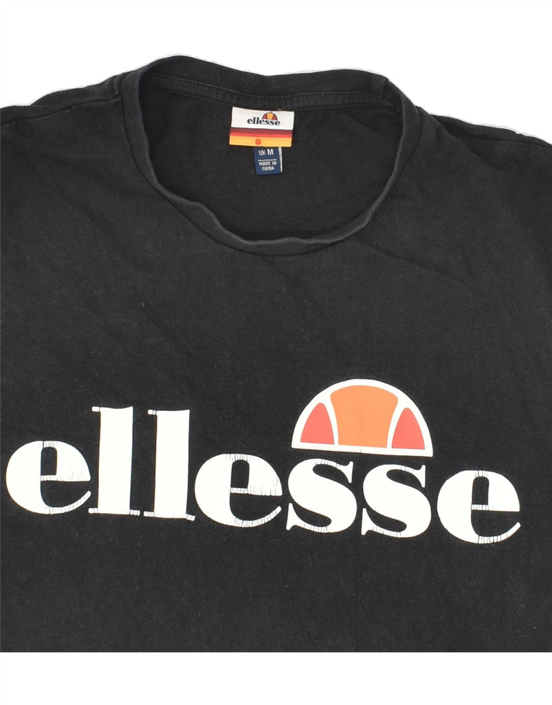 ELLESSE Mens Graphic T-Shirt Top Medium Black Cotton Vintage Ellesse and Second-Hand Ellesse from Messina Hembry 