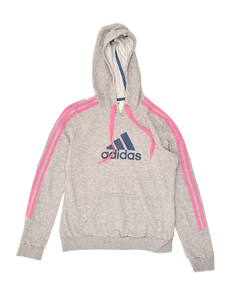 ADIDAS Womens Graphic Hoodie Jumper UK 8/10 Small Grey Cotton | Vintage Adidas | Thrift | Second-Hand Adidas | Used Clothing | Messina Hembry 