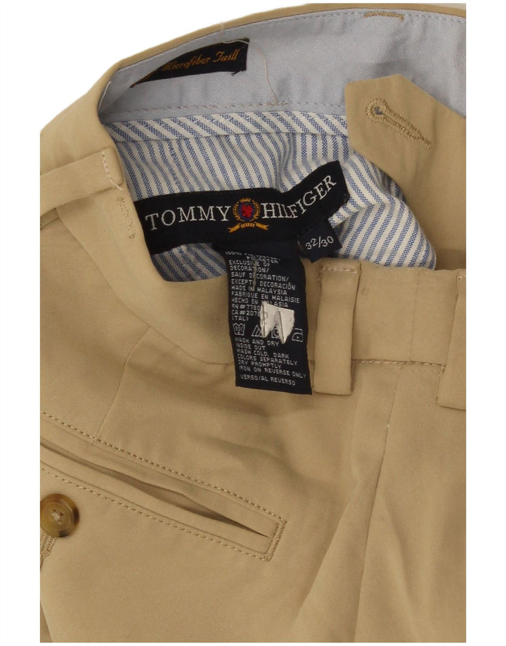 Tommy Hilfiger Mens Slim Chino Trousers W32 L30 Beige Polyester