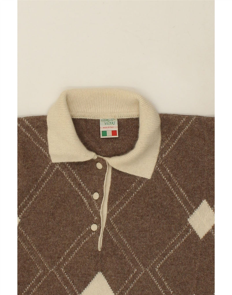 VINTAGE Womens Polo Neck Jumper Sweater UK 18 XL Brown Argyle/Diamond Wool | Vintage Vintage | Thrift | Second-Hand Vintage | Used Clothing | Messina Hembry 