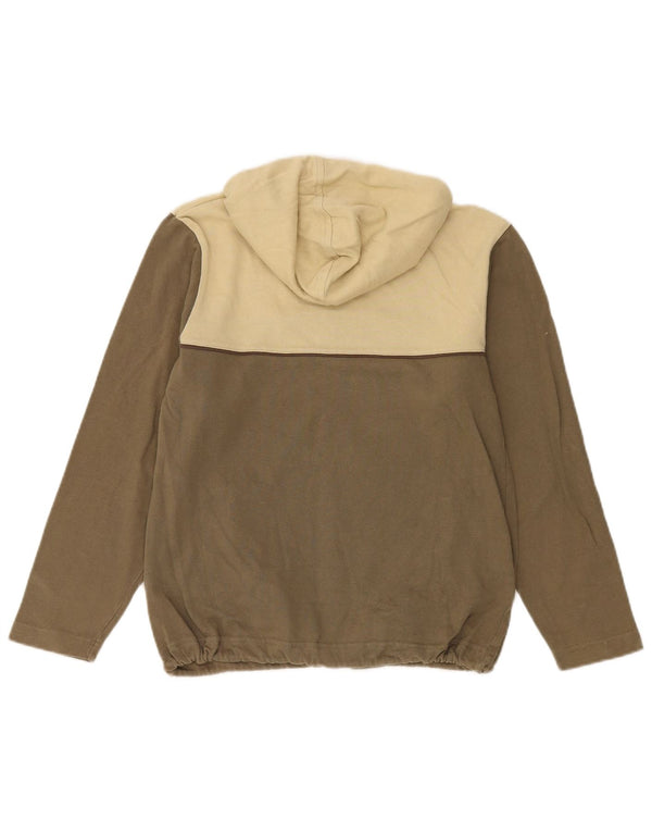 Reebok Womens Hoodie Jumper UK 12 Medium Khaki Colourblock Cotton