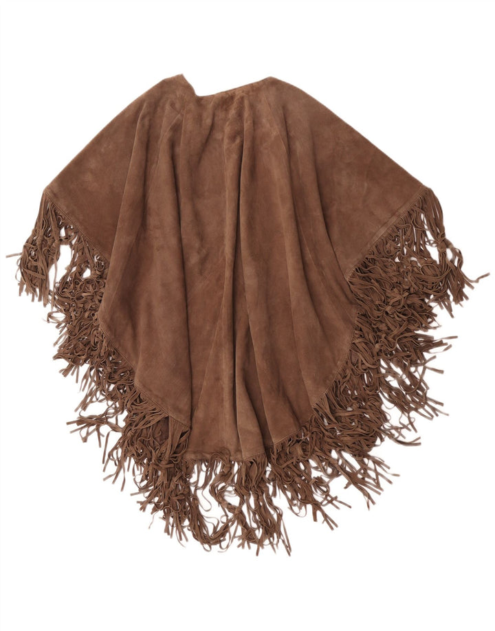 Vintage Womens Suede Cape Coat One Size Brown