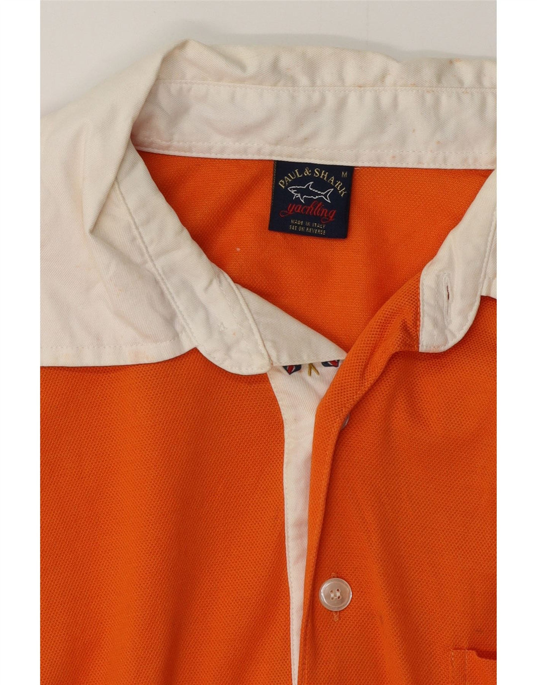 PAUL & SHARK Mens Rugby Polo Shirt Medium Orange