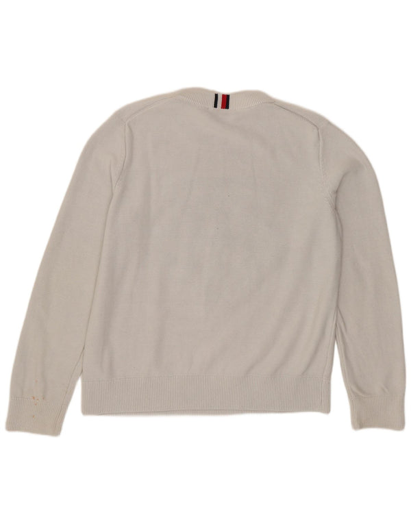 Tommy Hilfiger Womens Graphic Crew Neck Jumper Sweater UK 16 Large White