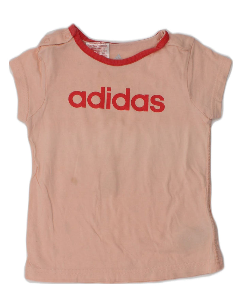 ADIDAS Baby Girls Graphic T-Shirt Top 12-18 Months Beige Cotton | Vintage Adidas | Thrift | Second-Hand Adidas | Used Clothing | Messina Hembry 