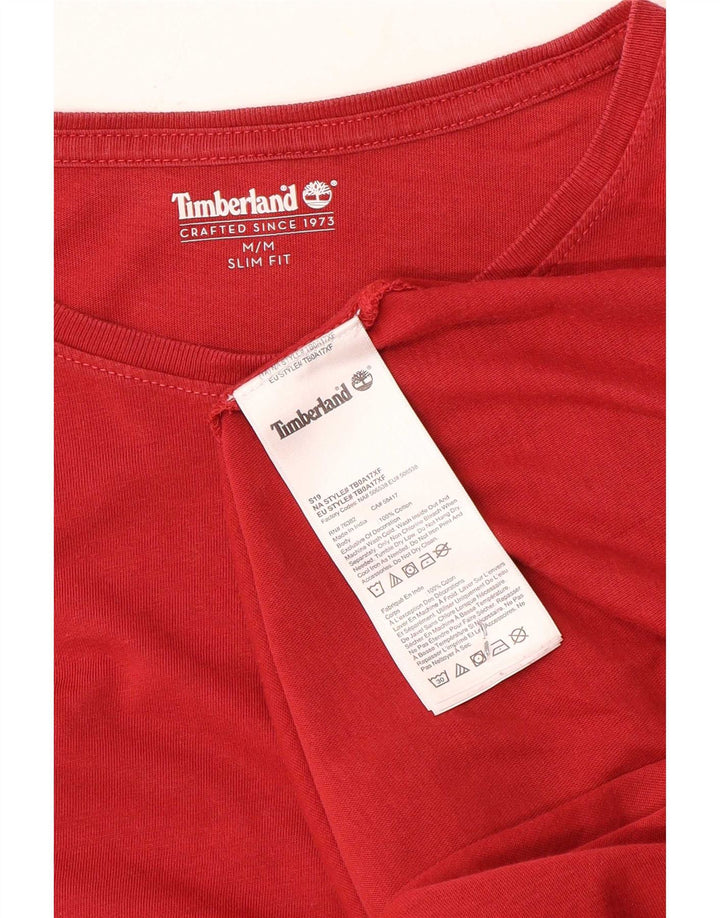Timberland Mens Slim Fit T-Shirt Top Medium Red Cotton