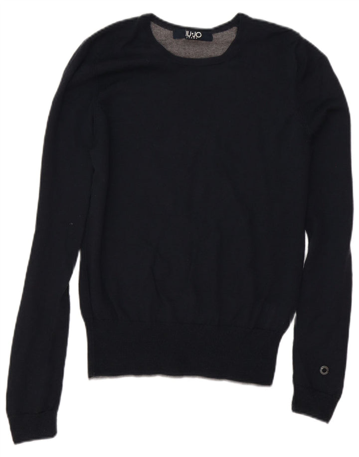 Liu Jo Mens Crew Neck Jumper Sweater Small Navy Blue Wool