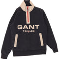 Gant Mens Graphic Zip Neck Sweatshirt Jumper Small Navy Blue Colourblock