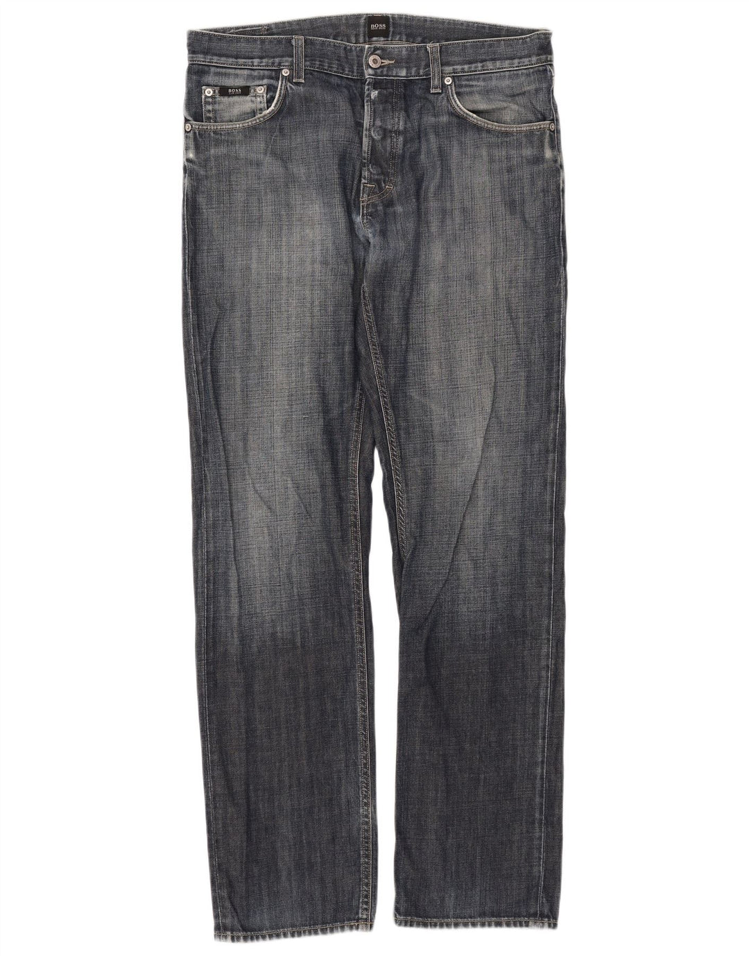 Hugo Boss Mens Straight Jeans W35 L34 Blue Cotton