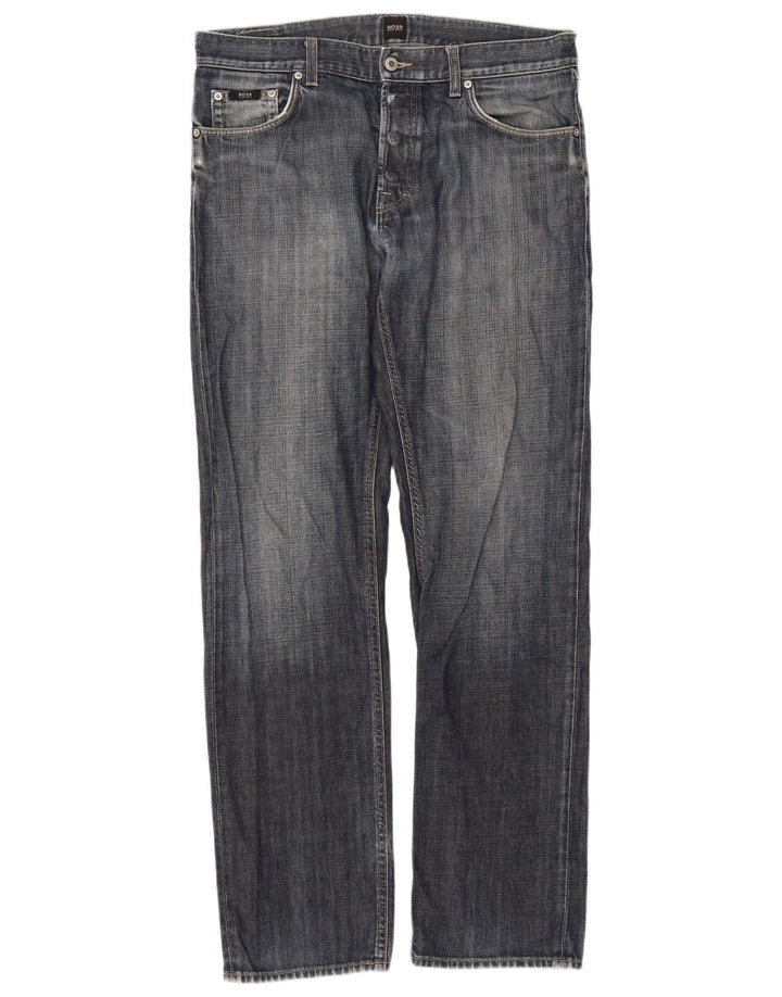 Hugo Boss Mens Straight Jeans W35 L34 Blue Cotton