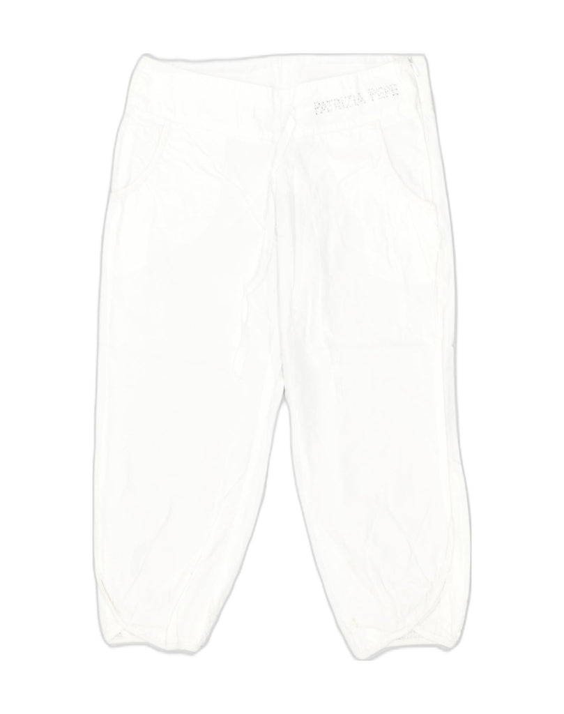 PATRIZIA PEPE Girls Capri Trousers 12-13 Years XL W26 L19 White Cotton | Vintage Patrizia Pepe | Thrift | Second-Hand Patrizia Pepe | Used Clothing | Messina Hembry 