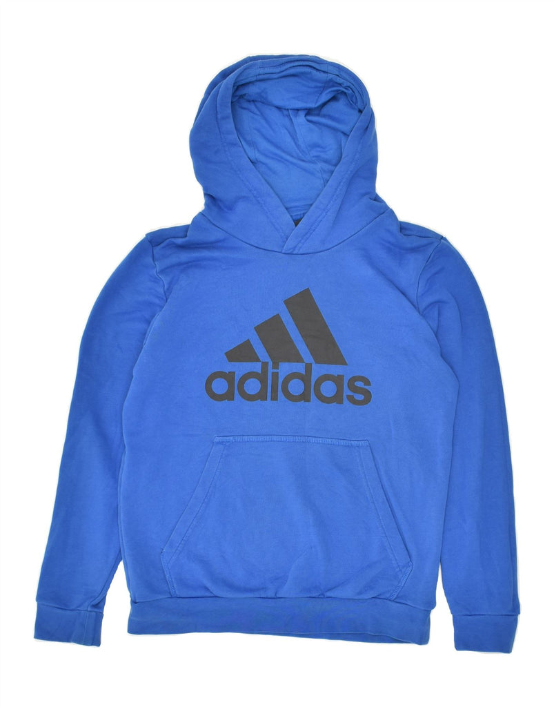 ADIDAS Mens Graphic Hoodie Jumper Small Blue Cotton Vintage Adidas and Second-Hand Adidas from Messina Hembry 