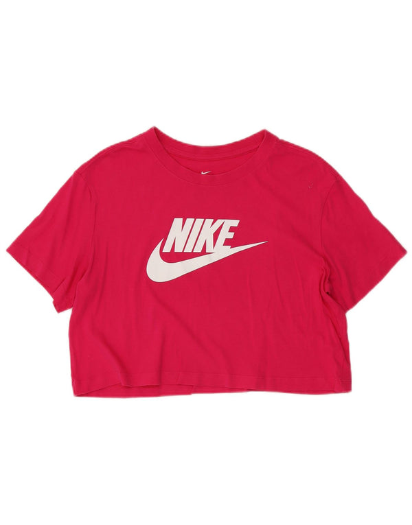 Nike Womens Crop Oversized Graphic T-Shirt Top UK 10 Small Pink