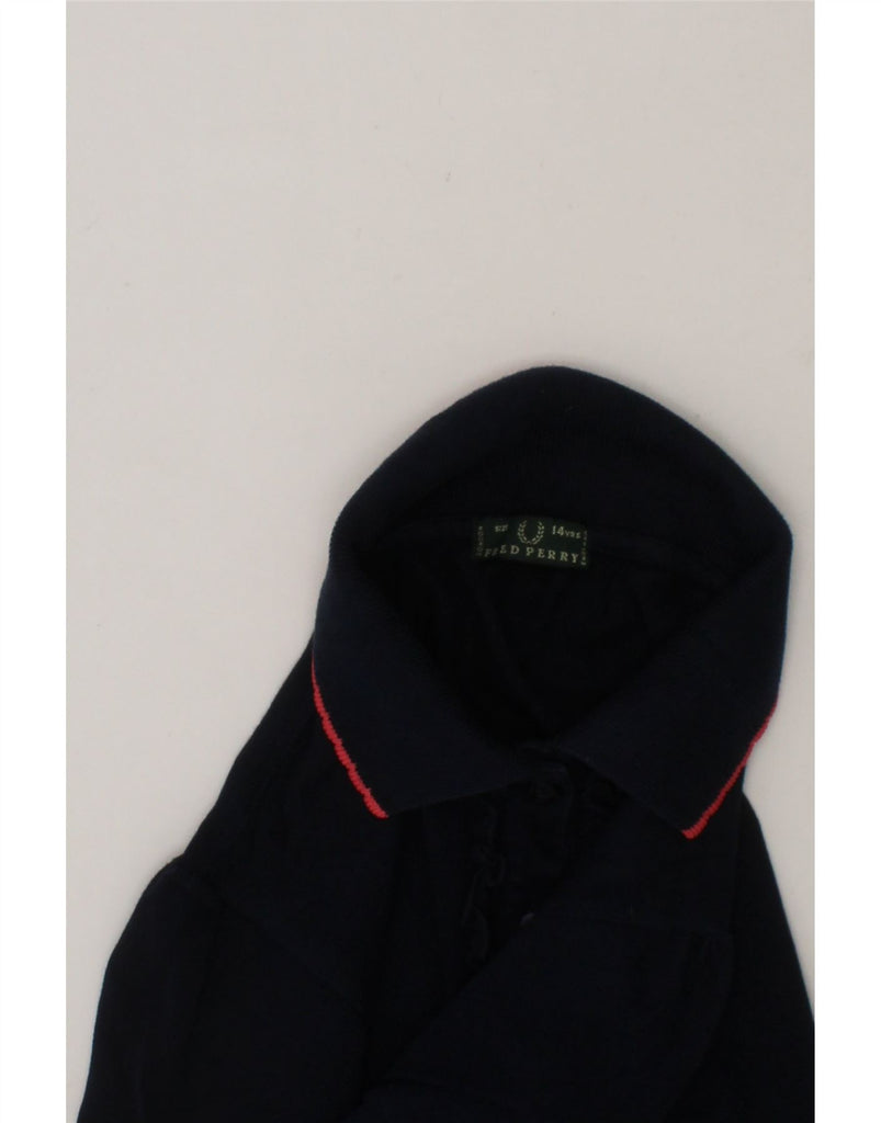 FRED PERRY Girls Polo Shirt 13-14 Years Navy Blue Cotton Vintage Fred Perry and Second-Hand Fred Perry from Messina Hembry 
