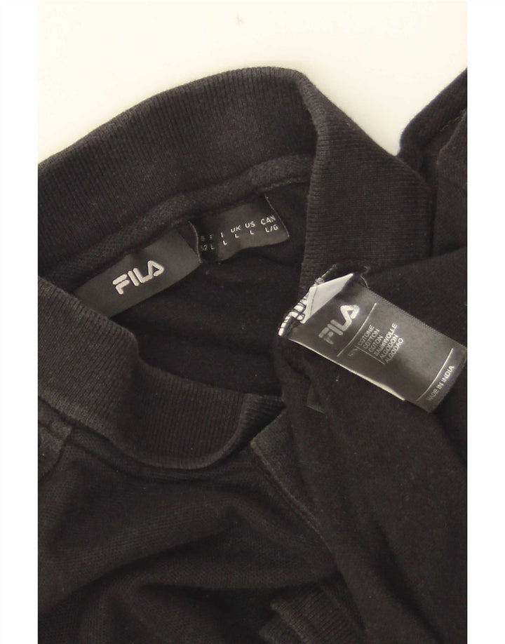 Fila Mens Polo Shirt Large Black Cotton
