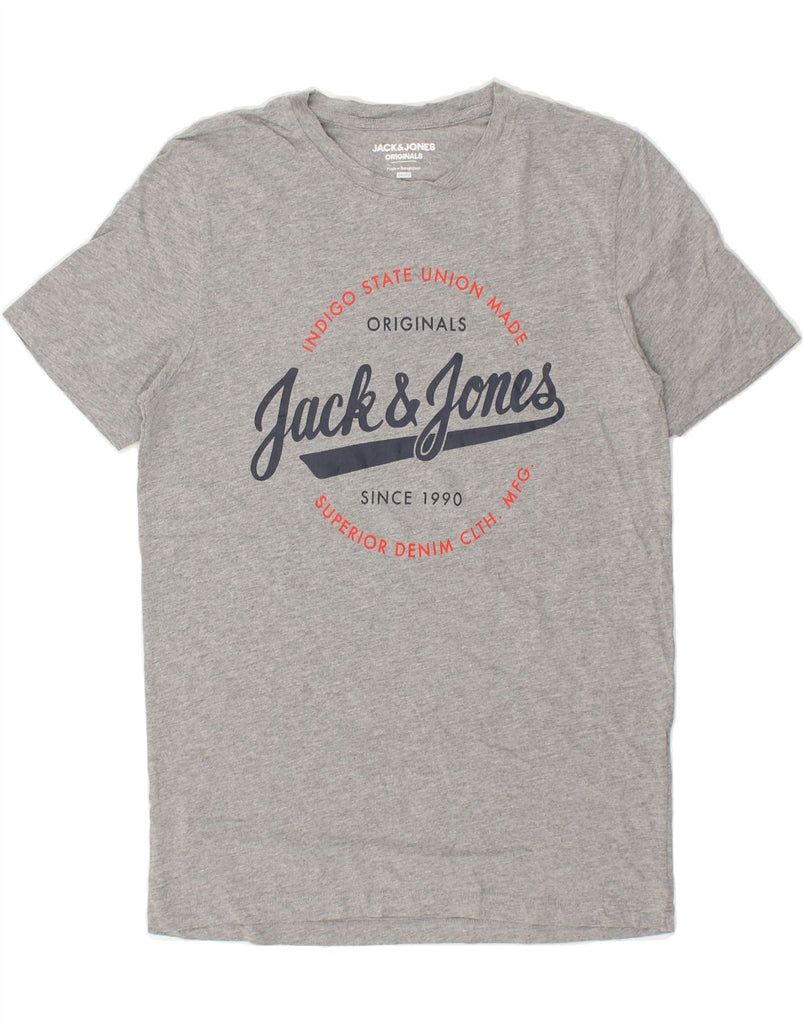 JACK & JONES Mens Slim Fit Graphic T-Shirt Top Medium Grey Cotton | Vintage Jack & Jones | Thrift | Second-Hand Jack & Jones | Used Clothing | Messina Hembry 