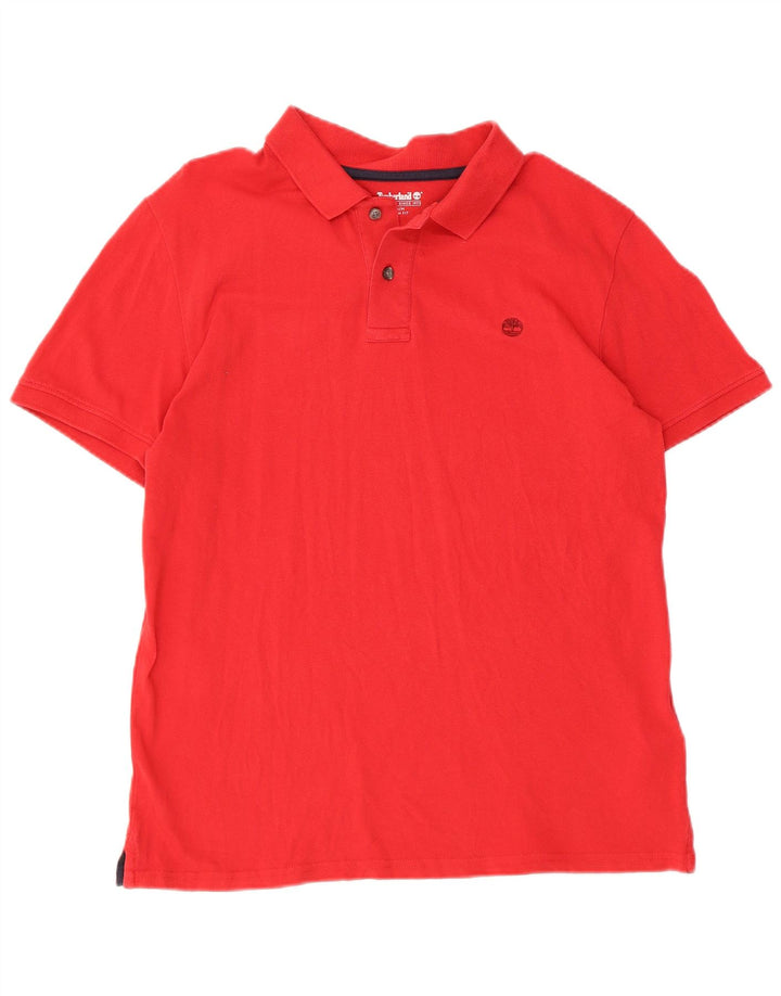 TIMBERLAND Mens Slim Fit Polo Shirt Medium Red Cotton