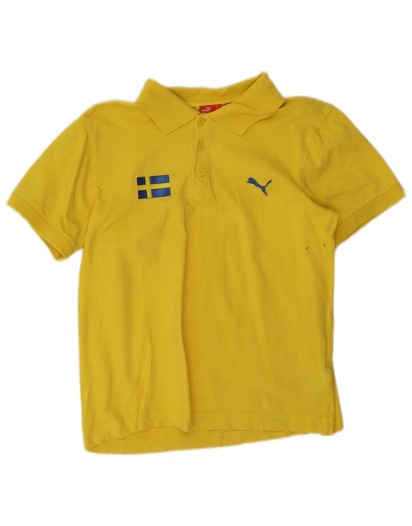 Puma Mens Polo Shirt Small Yellow Cotton
