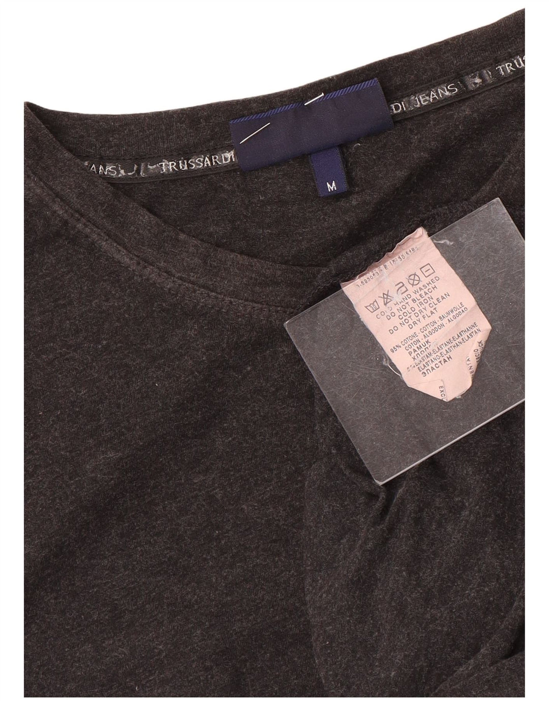 Trussardi Jeans Womens Top Long Sleeve UK 12 Medium Grey Cotton