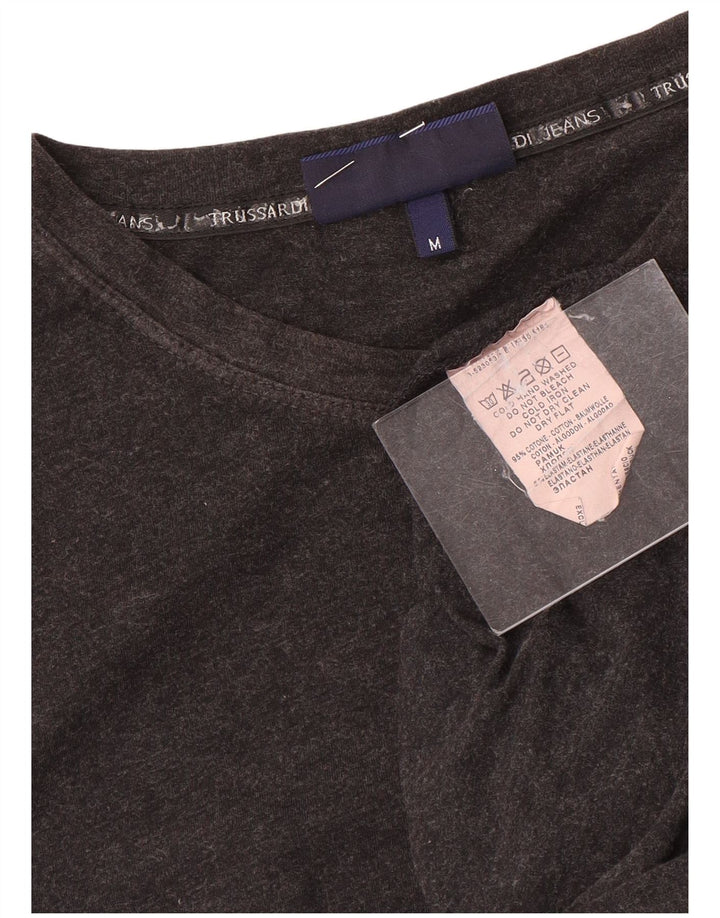 Trussardi Jeans Womens Top Long Sleeve UK 12 Medium Grey Cotton
