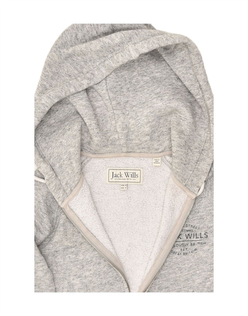 JACK WILLS Womens Zip Hoodie Sweater UK 10 Small  Grey Flecked Cotton | Vintage Jack Wills | Thrift | Second-Hand Jack Wills | Used Clothing | Messina Hembry 