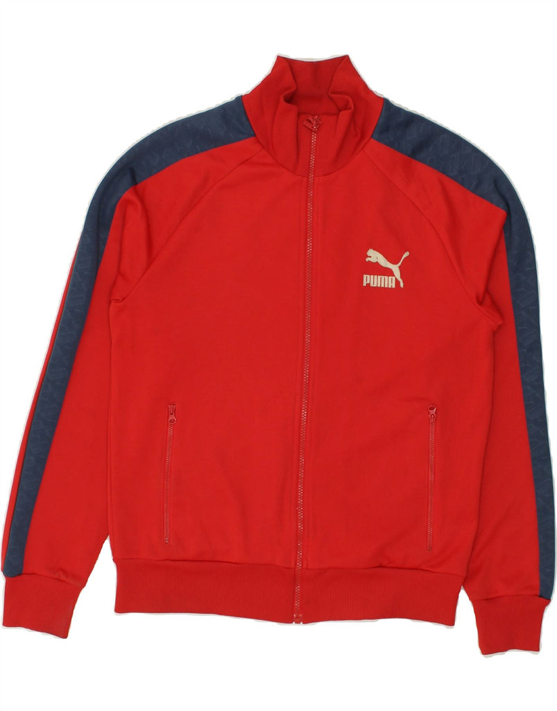 PUMA Mens Tracksuit Top Jacket Medium Red Colourblock Polyester | Vintage Puma | Thrift | Second-Hand Puma | Used Clothing | Messina Hembry 