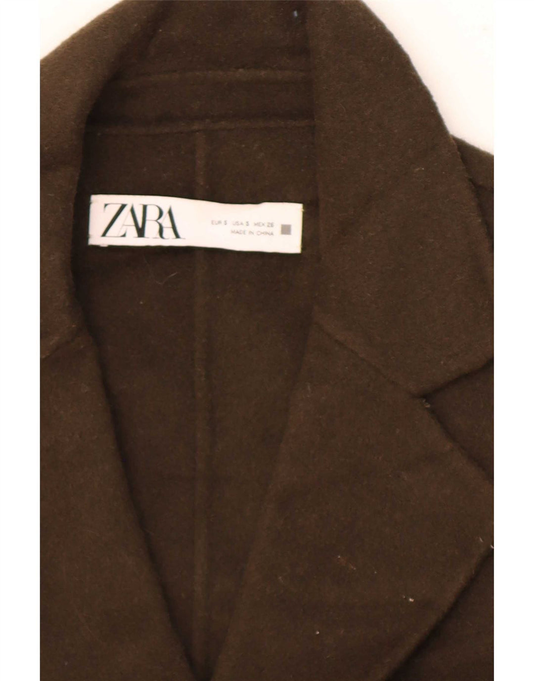 Zara Womens Oversized Double Breasted Blazer Jacket UK 10 Small Khaki Wool