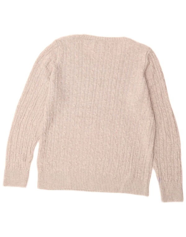 SUPERDRY Womens Boat Neck Jumper Sweater UK 14 Large Grey Acrylic