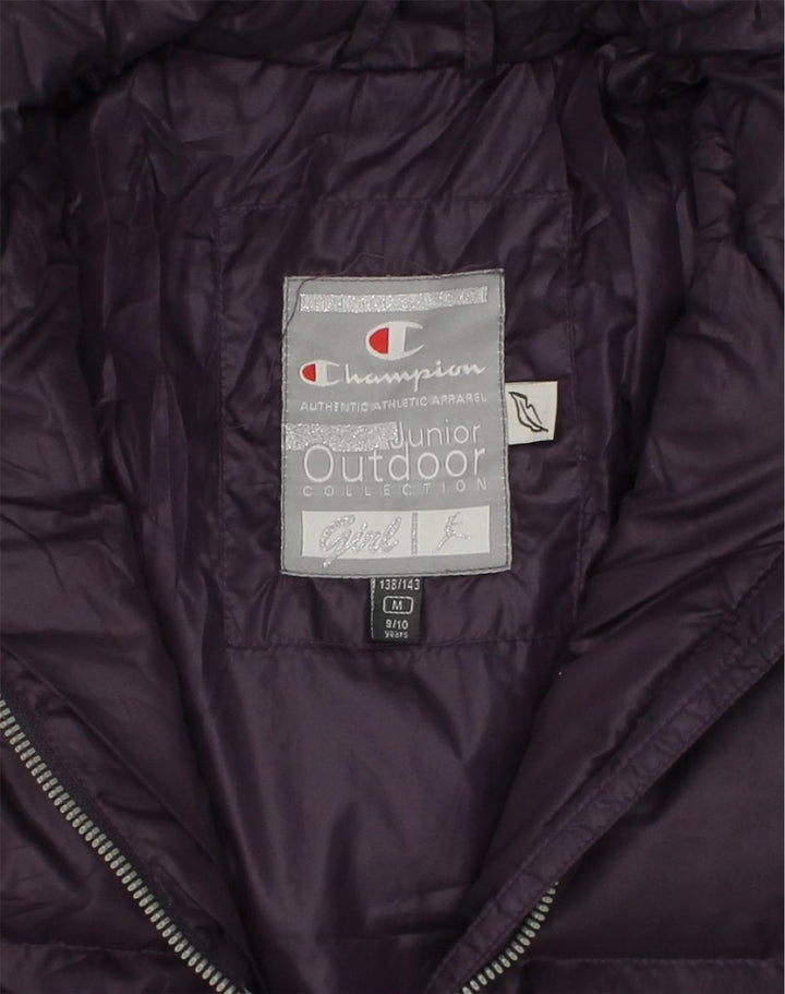 CHAMPION Girls Padded Jacket 9-10 Years Medium Brown Polyester | Vintage Champion | Thrift | Second-Hand Champion | Used Clothing | Messina Hembry 